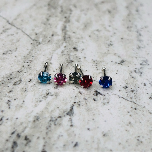 925 Sterling Silver Ball Nose Stud Set of 5 - Picture 4 of 15